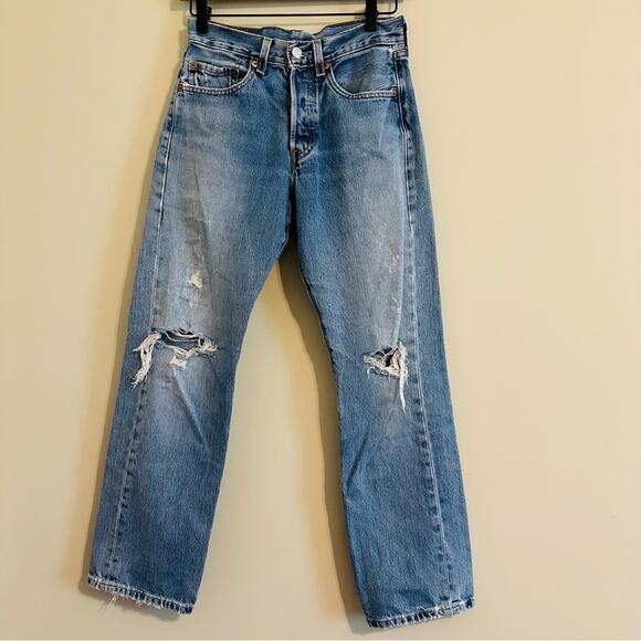 Levi's 501 Y2K Vintage Straight Leg Jeans Light Wash - Picture 1 of 15
